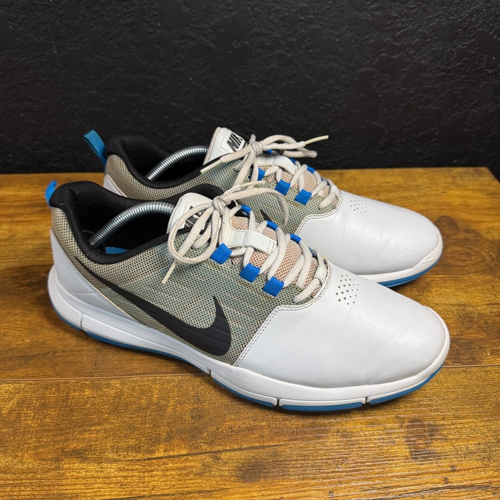 Nike Lunar Control 3 704694-104 White Grey Blue Golf Shoes Mens 11.5